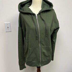 Time and Tru Olive Zip-Up Hoodie